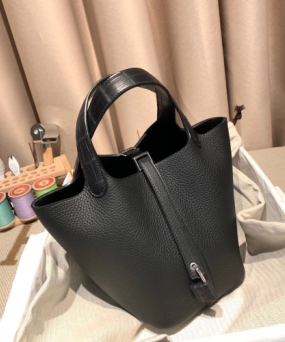 에르메스 피코탄 락18 블랙 은장 끌레망스 악어가죽 핸들